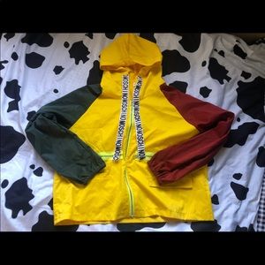 multi-colored zip up jacket